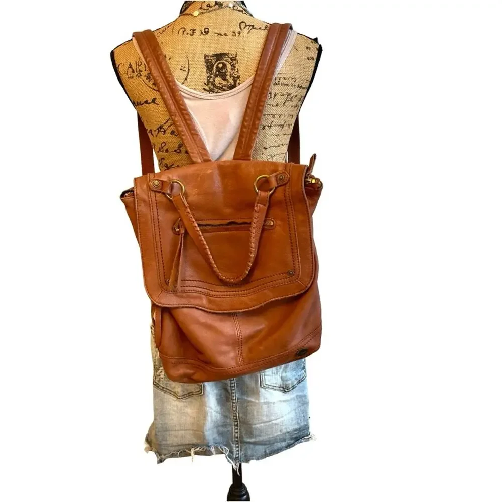 THE SAK Collective  women's Brown Leather Convertible Backpack Tote Bags